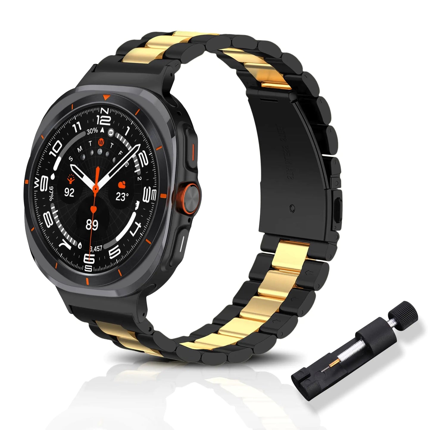 Galaxy Ultra Elegance Steel Strap - Black Gold Inaams